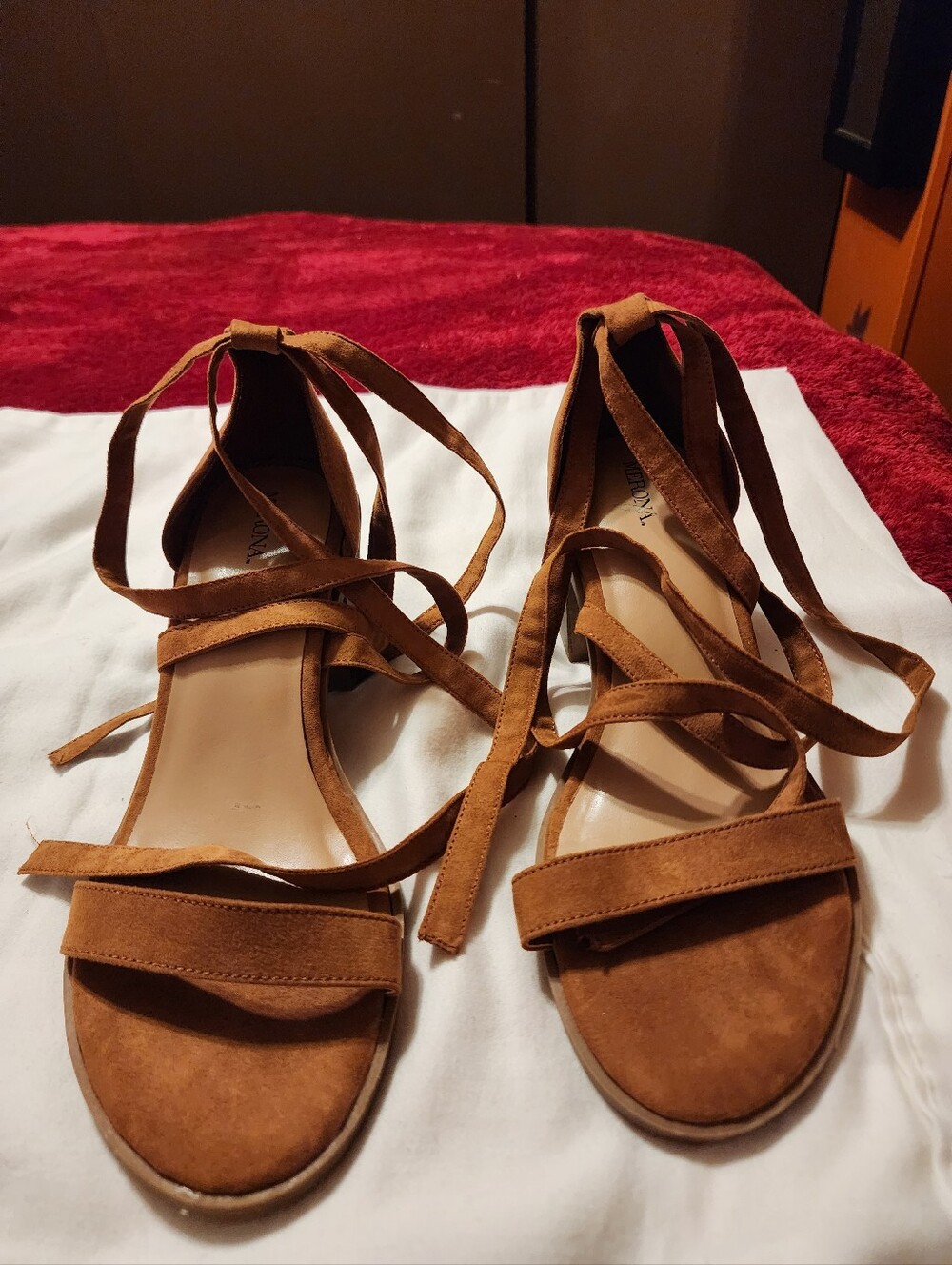 Merona brown suede block heel sandals with ankle straps #blockheel #summerwomen